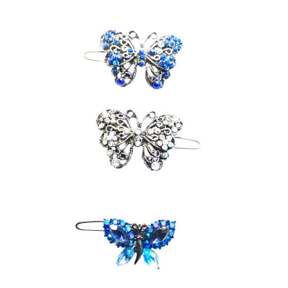 Delicate Crystal Butterfly Barrette Trio main image 5